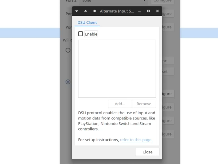 Screenshot of Alternative sources button menu