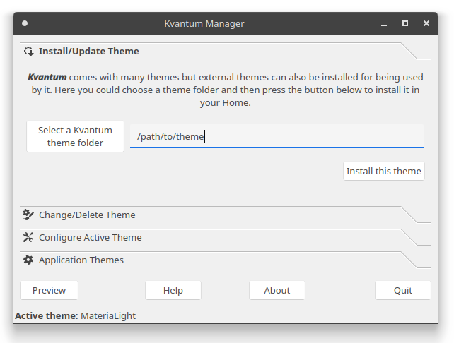 Theme installation screenshot